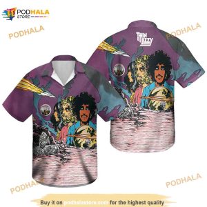 Thin Lizzy Hawaiian Shirt, Music Aloha Shirt, Vintage Unisex Hawaii Shirt