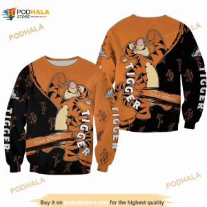 Tigger Orange Black Pattern Stripes Disney 3D Sweater