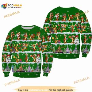 Tigger Pattern Xmas Green 2023 Christmas Disney 3D Sweater