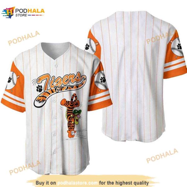 Tigger Tiger Winnie The Pooh All Over Print Pinstripe 3D Baseball Jersey