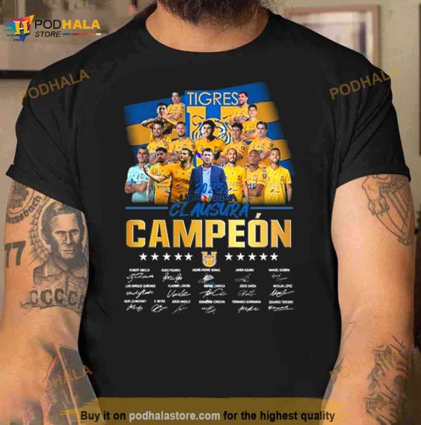 Tigres 2023 Liga BBVA Clausura Campeon Signatures Shirt