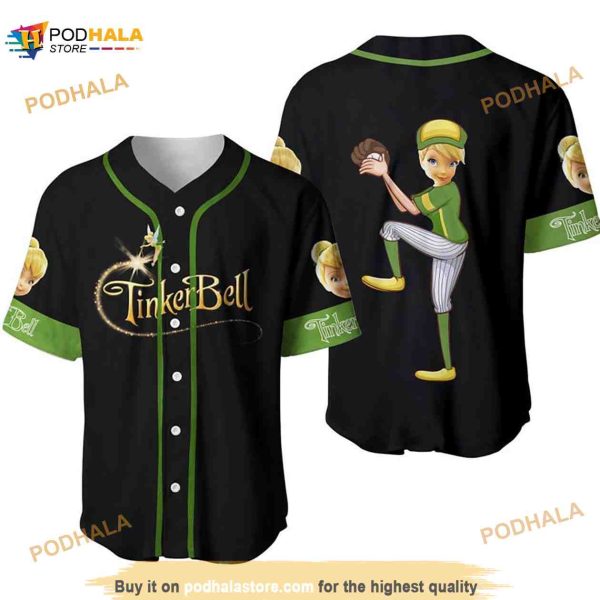 Tinker Bell Disney Cartoon Graphics Unisex 3D Baseball Jersey