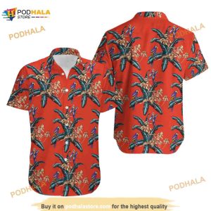 Tom Selleck Hawaiian Shirt, Jungle Bird Red Hawaiian Shirt