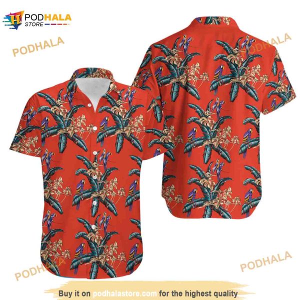 Tom Selleck Hawaiian Shirt, Jungle Bird Red Hawaiian Shirt