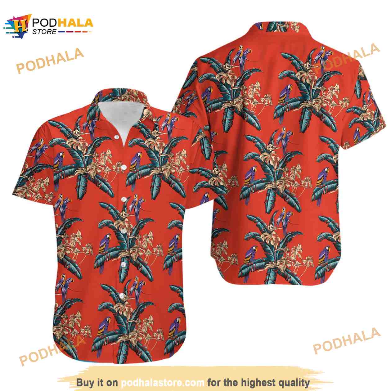 Jungle Bird Aloha Shirt (Red)