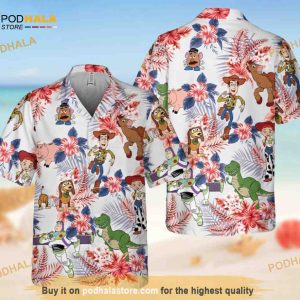 Toy Story Friends Tropical Hawaiian Shirt, Pixar Woody And Buzz Lightyear Aloha Shirt