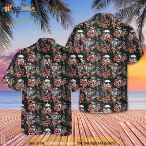 Tropical Floral Stormtrooper Star Wars Hawaiian Shirt, Star Wars Darth Vader Face Interleaved Floral Shirt