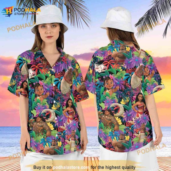 Tropical Moana Hawaiian Shirt, Polynesian Princess Hawaii Shirt, Moana Characters Shirt