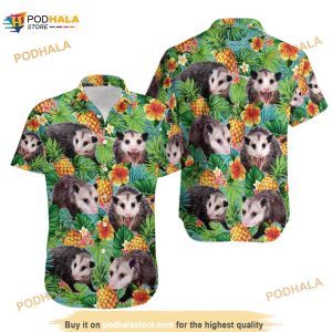 Tropical Opossum Hawaiian Shirt For Men Women, Animal Casual Mens Aloha Shirt