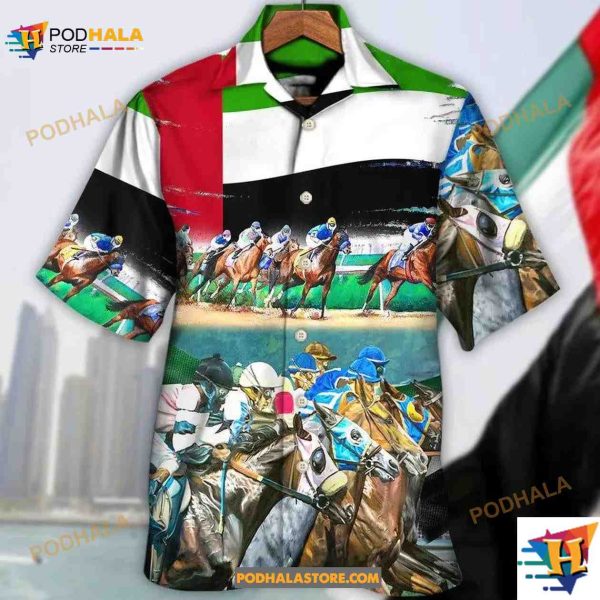 UAE Flag Horse Racing Amazing Seat Lover Hawaiian Shirt, Horse Lovers Gifts
