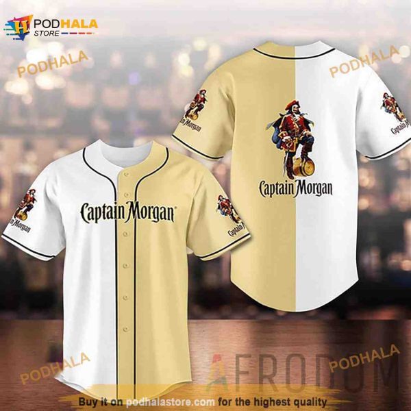 Unisex Beige White Captain Morgan 3D Baseball Jersey Shirt