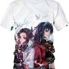 Unisex Demon Slayer Shinobu Kochou Pattern Printed Short Sleeve 3D Anime Shirt
