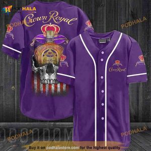 Us Flag Black Skull Crown Royal 3D Baseball Jersey