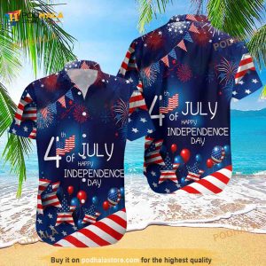 US Independence Day Hawaiian Shirt, 4th July Aloha Gift, God Bless America Hawaii Shirt