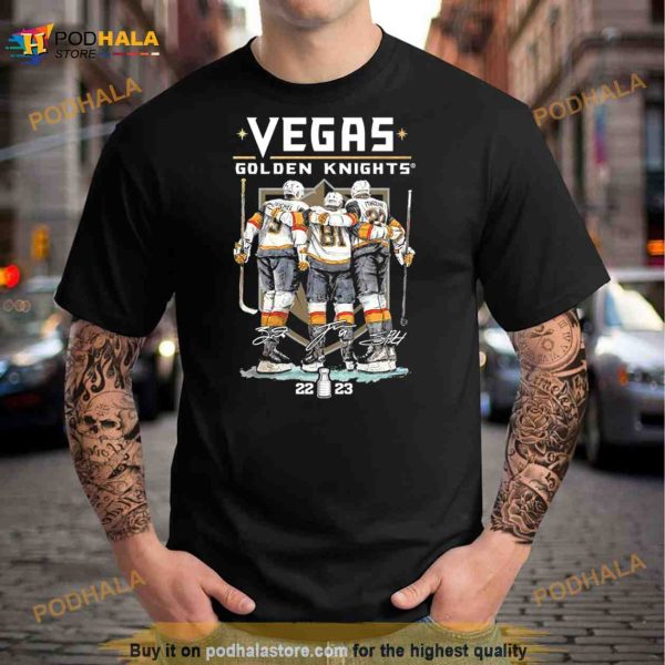 Vegas Hockey Jack Eichel Jonathan Marchessault And Shea Theodore 2023 Signatures Shirt