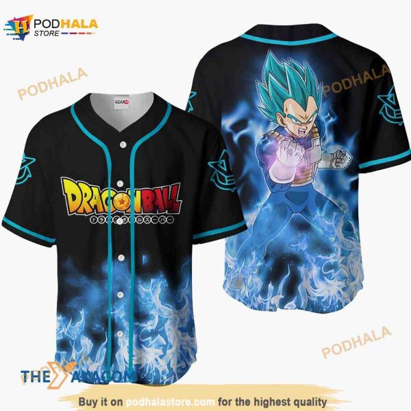 Vegeta Blue Dragon Ball Anime 3D Baseball Jersey Shirt