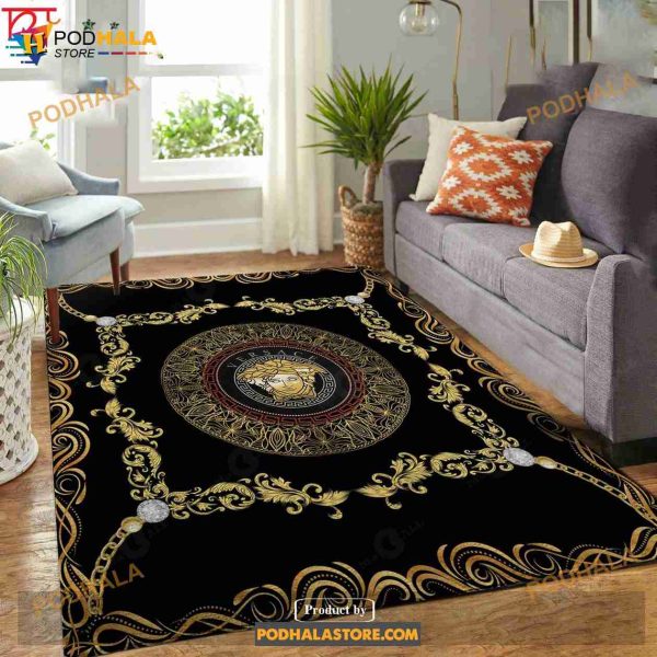 Versace Black Trending Style Living Room And Bedroom Rug Limited Edition
