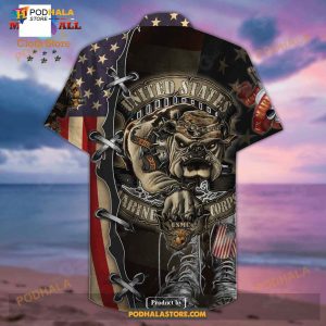 Veteran Proud United States Marine Corps Bull Dog Funny Hawaiian Shirt 2