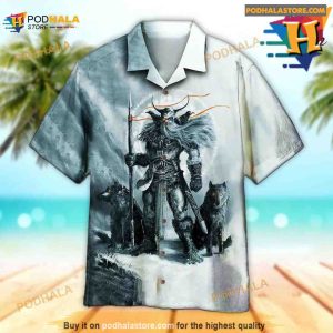Viking Black Wolf Hawaiian Shirt Tropical Shirt For Women 2