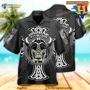 Viking Cool Pattern Black Style Hawaiian Shirt 2