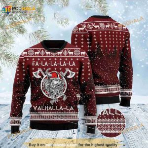 Viking Fa La La La Valhalla All Over Printed Ugly Christmas Sweater