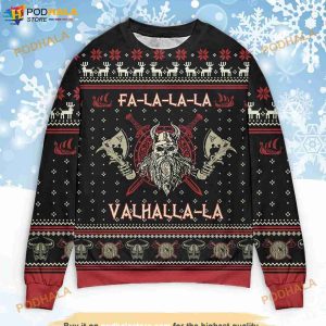 Viking Fa La La La Valhalla La Ugly Knitted Christmas 3D Sweater
