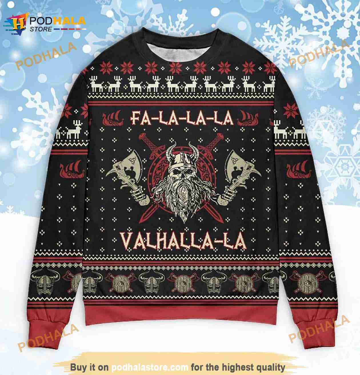 Vikings Ugly Sweater Green - Funny Ugly Christmas Sweater