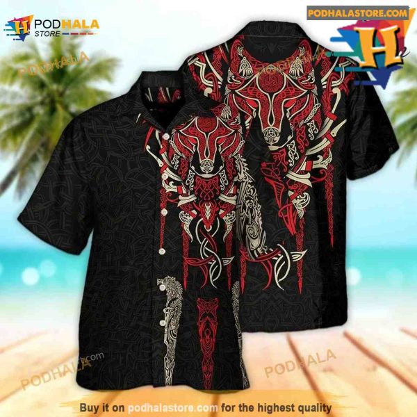 Viking Fenrir Wolf Head Norse Celtic Hawaiian Shirt