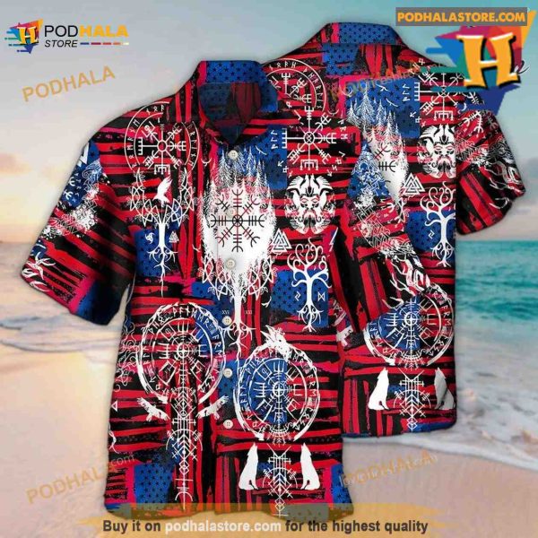 Viking Independence Day Compass Vegvisir Hawaiian Shirt