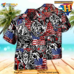 Viking Independence Day Odin Warrior And Wolf Hawaiian Shirt 2