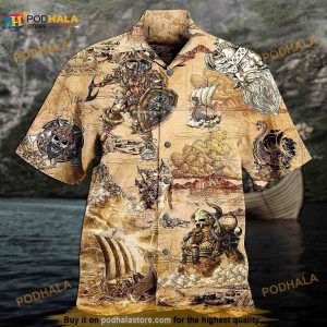 Viking Map War Hawaiian Shirt, 3D Hawaiian Aloha Shirt, Summer Beach Shirt