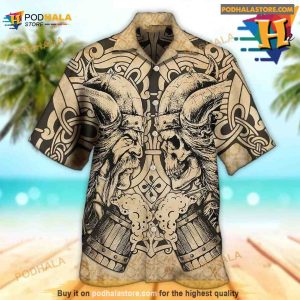Viking Old Man With Skull Vintage Hawaiian Shirt, Tropical Shirt