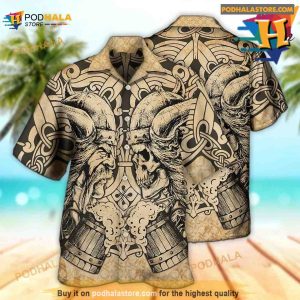 Viking Old Man With Skull Vintage Hawaiian Shirt Tropical Shirt 2