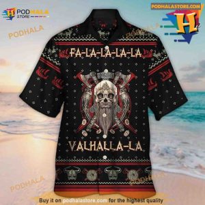 Viking Valhalla Black And Red Hawaiian Shirt, Tropical Shirt