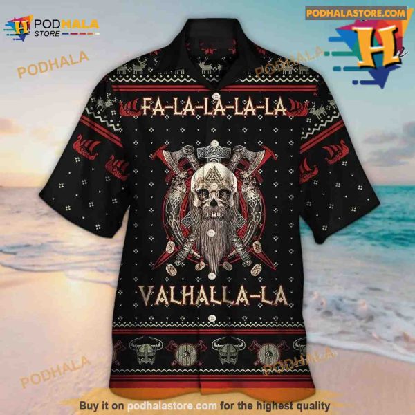 Viking Valhalla Black And Red Hawaiian Shirt, Tropical Shirt