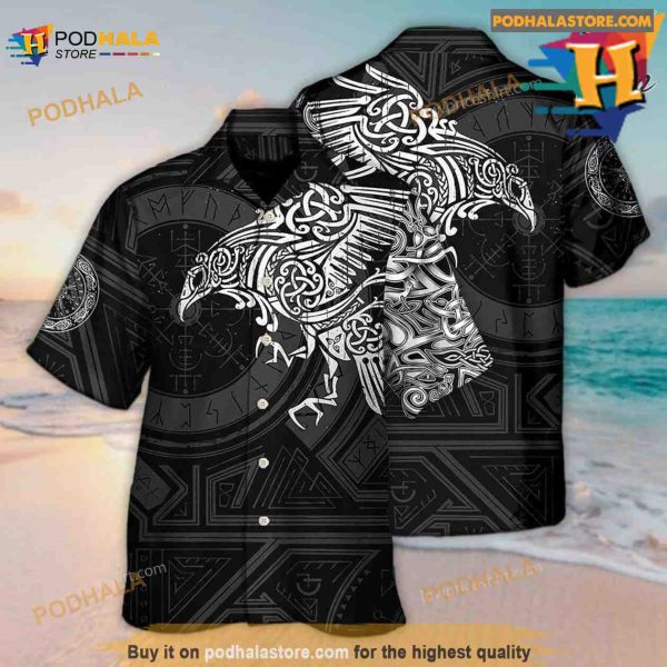 Viking Valhalla The Ravens Hawaiian Shirt, Hawaiian Outfit For Men