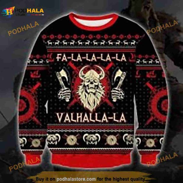 Viking Valhalla-la Ugly Christmas Red Sweater