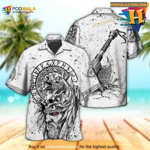 Viking Victory Black And White Style Hawaiian Shirt Hawaiian Outfit For Men 2
