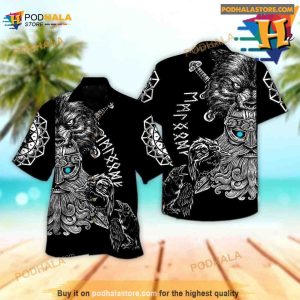 Viking Warrior And Wolf Hawaiian Shirt Hawaiian Outfit For Men 2