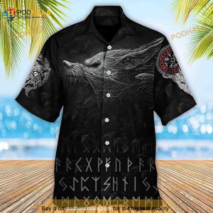 Viking Warrior Blood Black Style Hawaiian Shirt, 3D Hawaiian Aloha Shirt