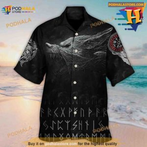 Viking Warrior Blood Black Style Hawaiian Shirt, Aloha Shirt
