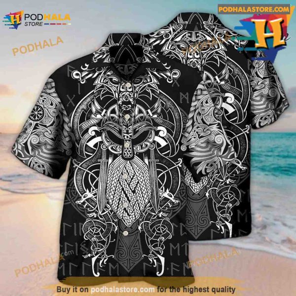 Viking Warrior Blood Pattern Hawaiian Shirt, Aloha Shirt