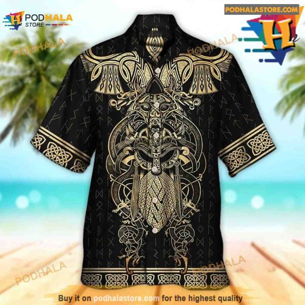 Viking Warrior The Raven Yellow Of Odin Hawaiian Shirt, Aloha Shirt