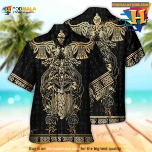 Viking Warrior The Raven Yellow Of Odin Hawaiian Shirt Aloha Shirt 2