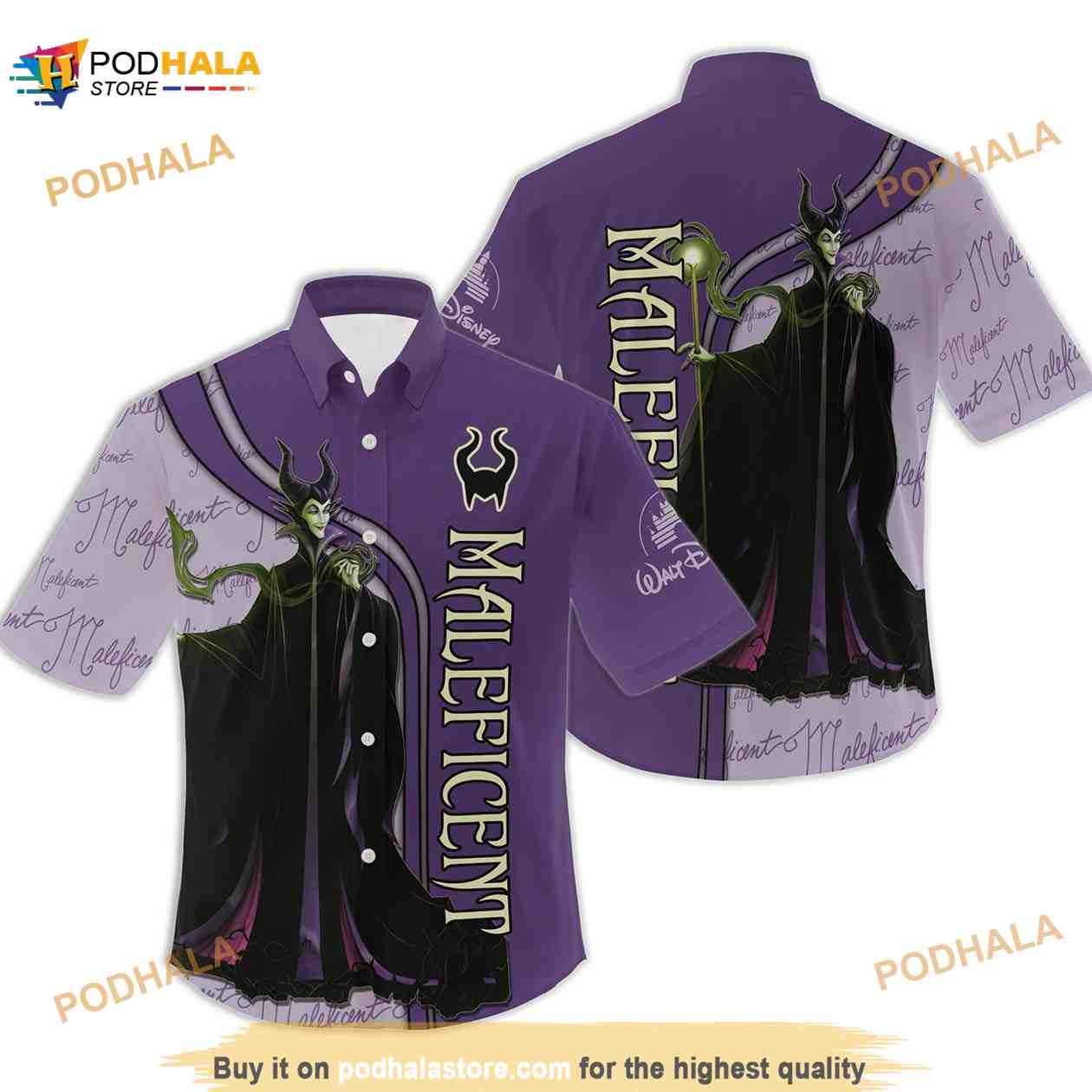 Villian Maleficent Purple Stripes Disney Hawaiian Shirt Villian Maleficent Purple Stripes Disney Hawaiian Shirt