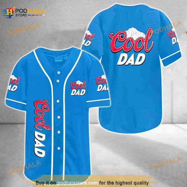 Vintage Blue Cool Dad 3D Baseball Jersey Shirt U7r