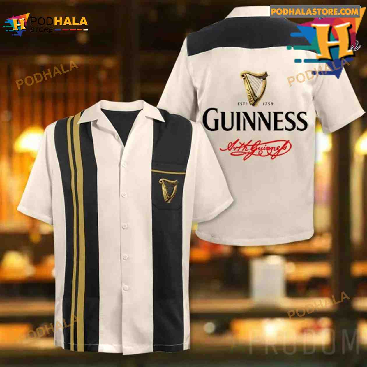 Vintage White Guinness Beer Hawaiian Shirt Vintage White Guinness Beer Hawaiian Shirt