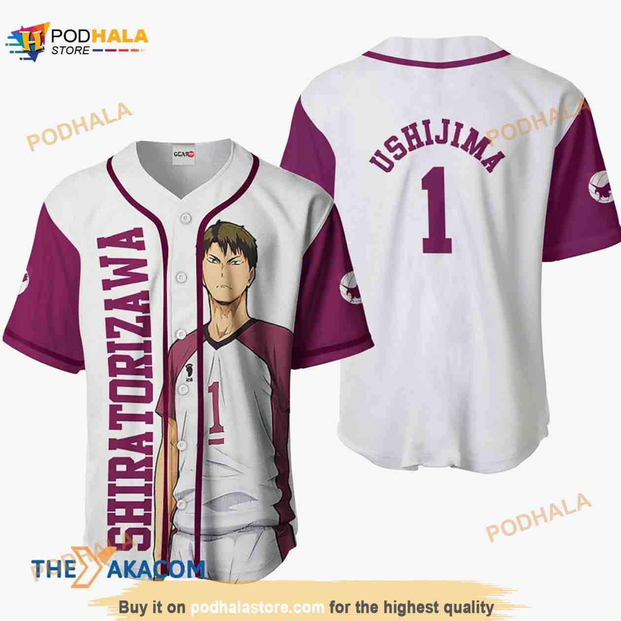 Shiratorizawa Haikyuu Anime Costume 3D Baseball Jersey Shirt