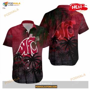 Washington State Cougars Ncaa Coconut Tree Tropical Grunge Funny Hawaiian Shirts 1