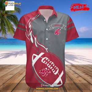 Washington State Cougars Ncaa Flame Ball Funny Hawaiian Shirts 2